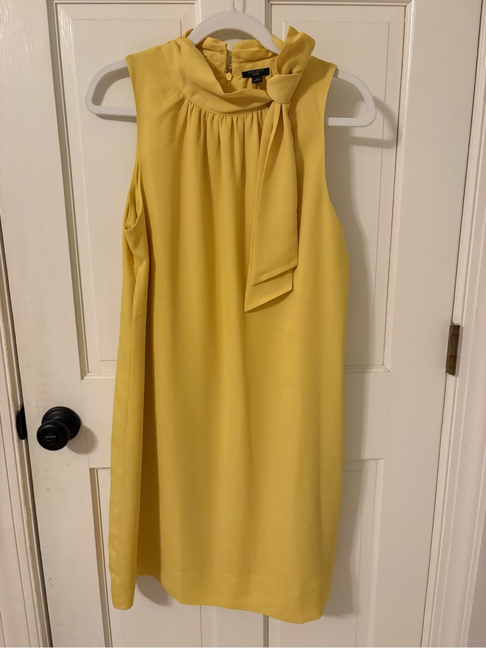 Ann Taylor Factory Yellow Sleeveless Tie-Neck Shift Dress